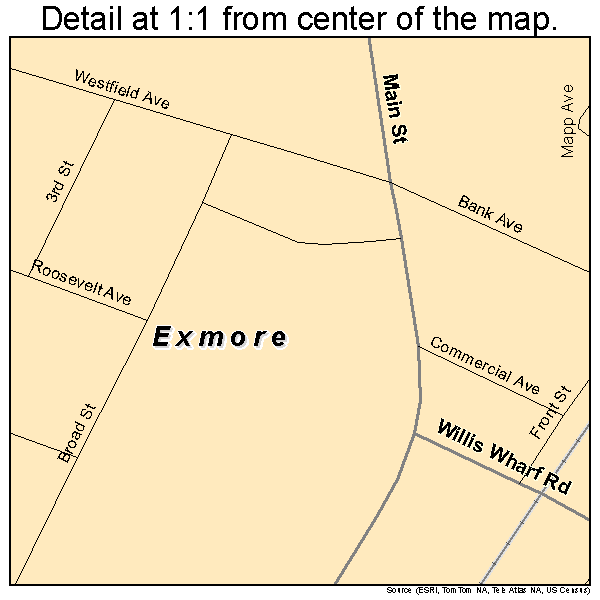 Exmore, Virginia road map detail