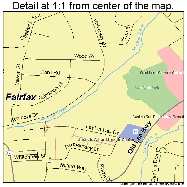 Fairfax, Virginia road map detail