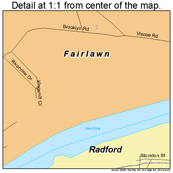 Fairlawn, Virginia road map detail