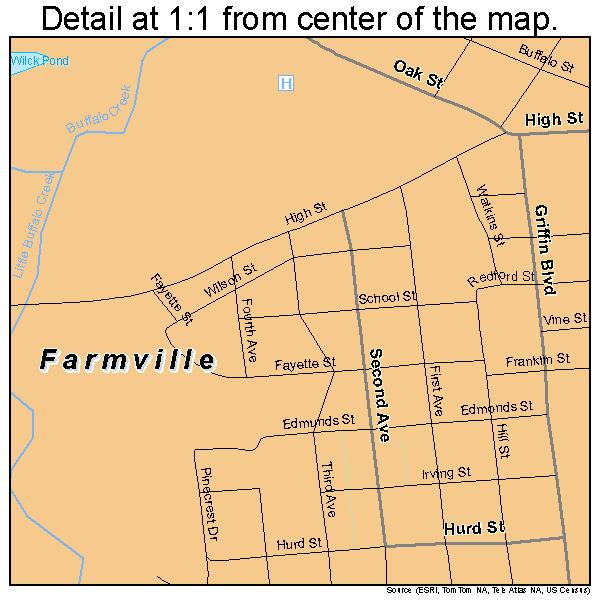 Farmville, Virginia road map detail