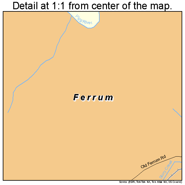 Ferrum, Virginia road map detail