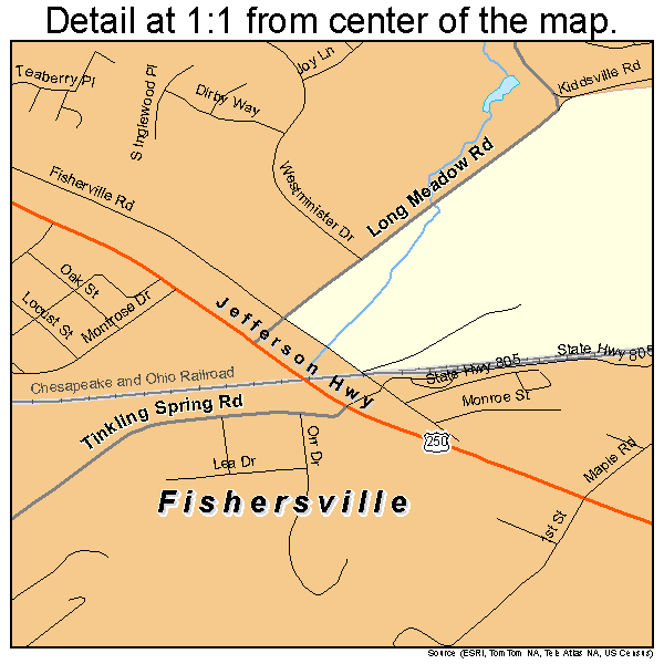 Fishersville, Virginia road map detail