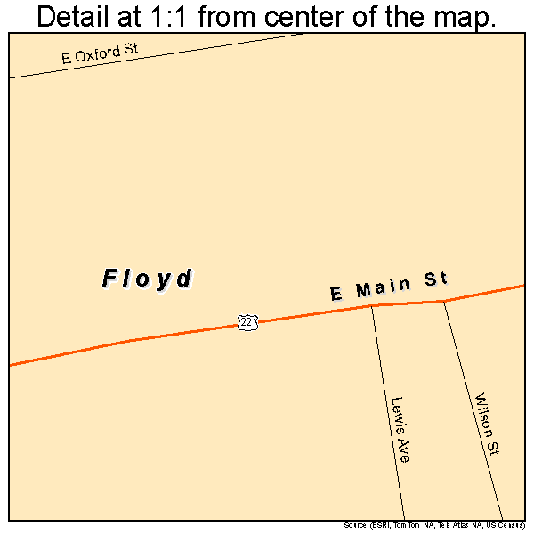 Floyd, Virginia road map detail