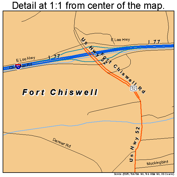 Fort Chiswell, Virginia road map detail
