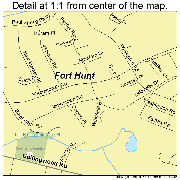 Fort Hunt, Virginia road map detail