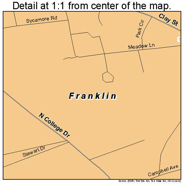 Franklin, Virginia road map detail