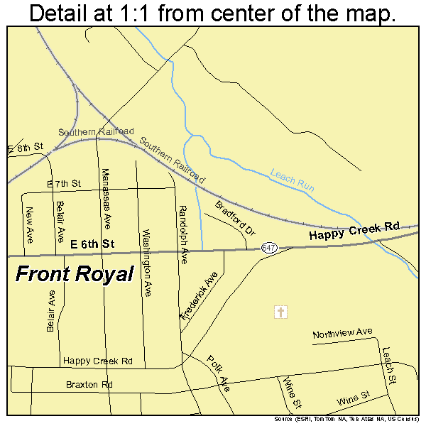 Front Royal, Virginia road map detail