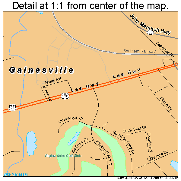 Gainesville, Virginia road map detail