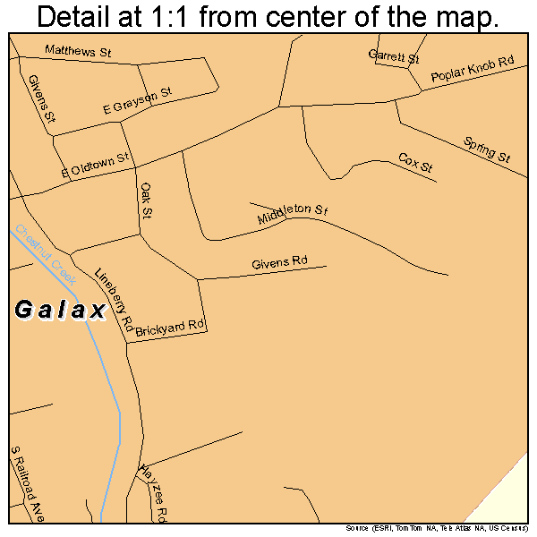Galax, Virginia road map detail