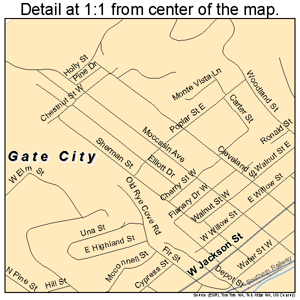 Gate City, Virginia road map detail