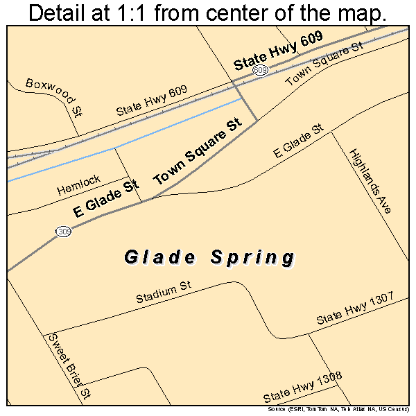 Glade Spring, Virginia road map detail