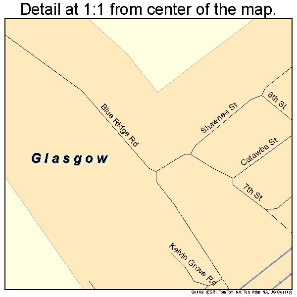 Glasgow, Virginia road map detail