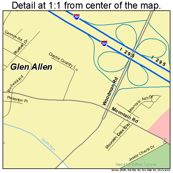 Glen Allen, Virginia road map detail