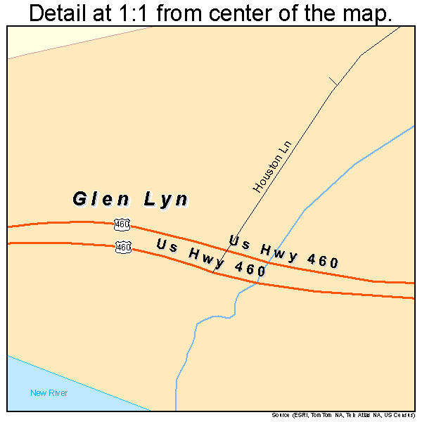 Glen Lyn, Virginia road map detail