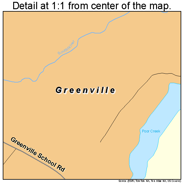 Greenville, Virginia road map detail