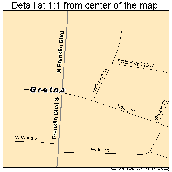 Gretna, Virginia road map detail