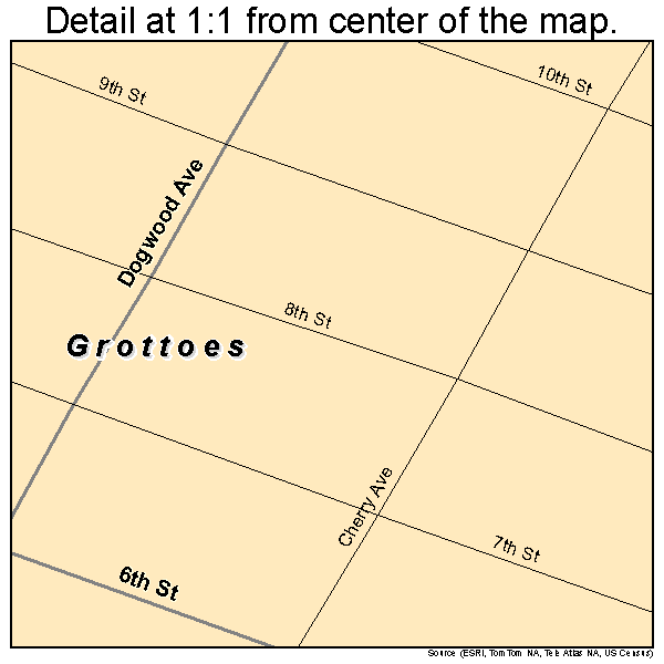 Grottoes, Virginia road map detail
