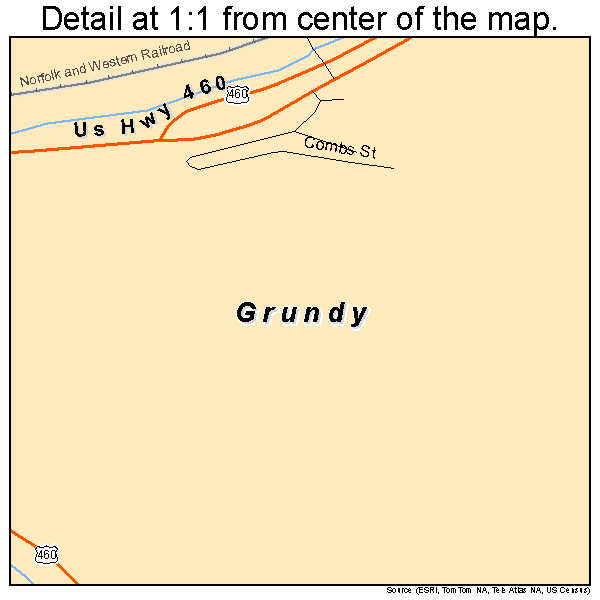 Grundy, Virginia road map detail