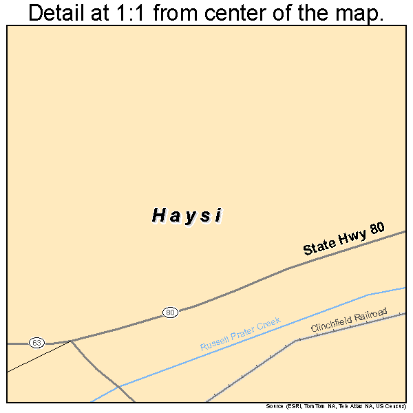 Haysi, Virginia road map detail