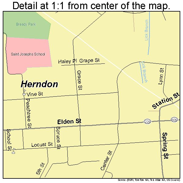 Herndon, Virginia road map detail