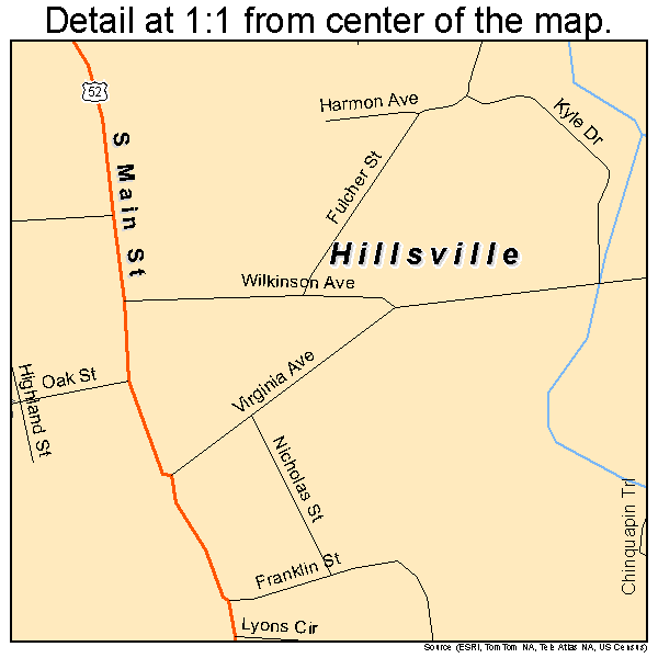Hillsville, Virginia road map detail