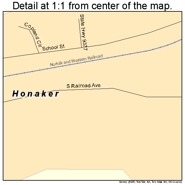 Honaker, Virginia road map detail