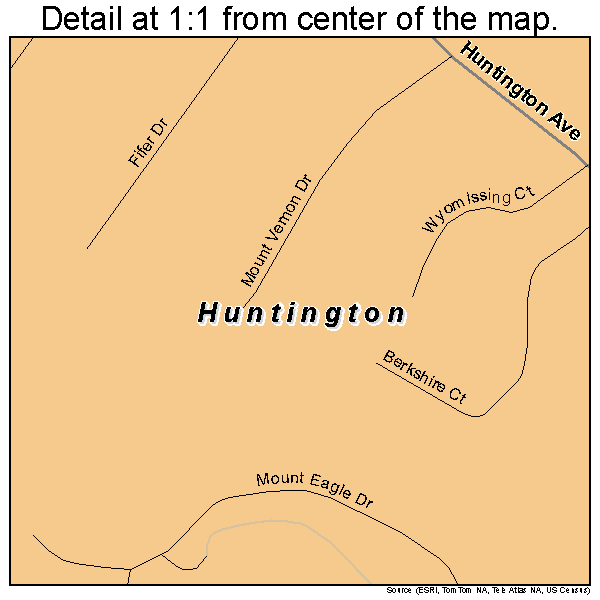 Huntington, Virginia road map detail