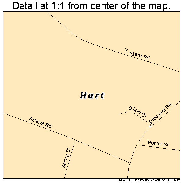 Hurt, Virginia road map detail