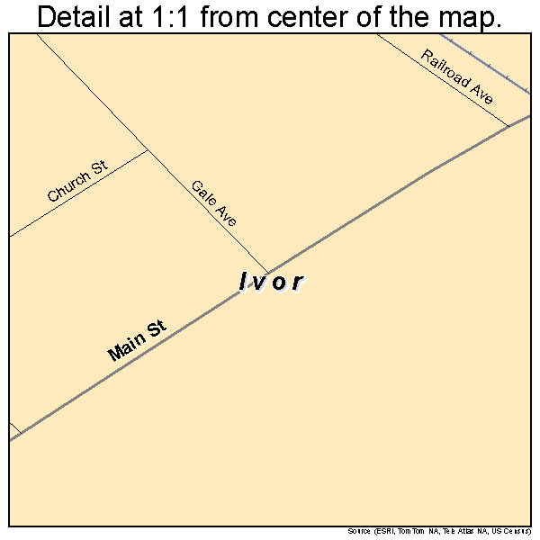 Ivor, Virginia road map detail