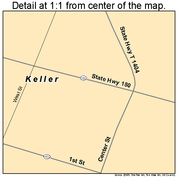 Keller, Virginia road map detail