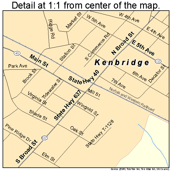 Kenbridge, Virginia road map detail