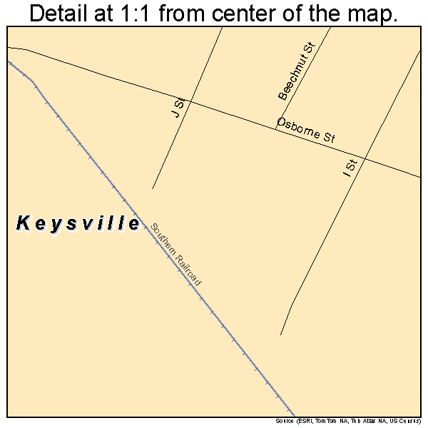 Keysville, Virginia road map detail