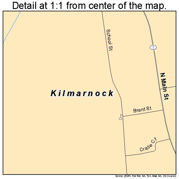 Kilmarnock, Virginia road map detail