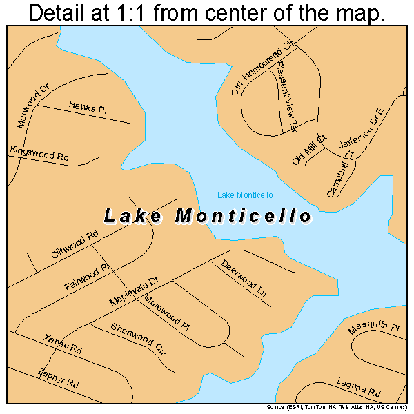Lake Monticello, Virginia road map detail