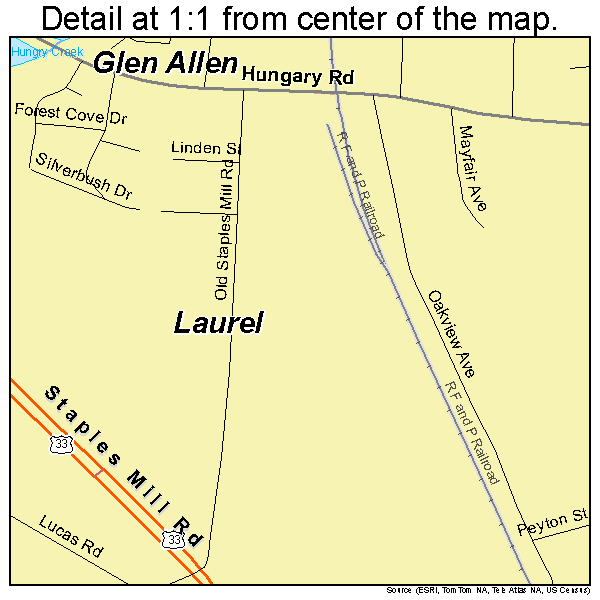 Laurel, Virginia road map detail