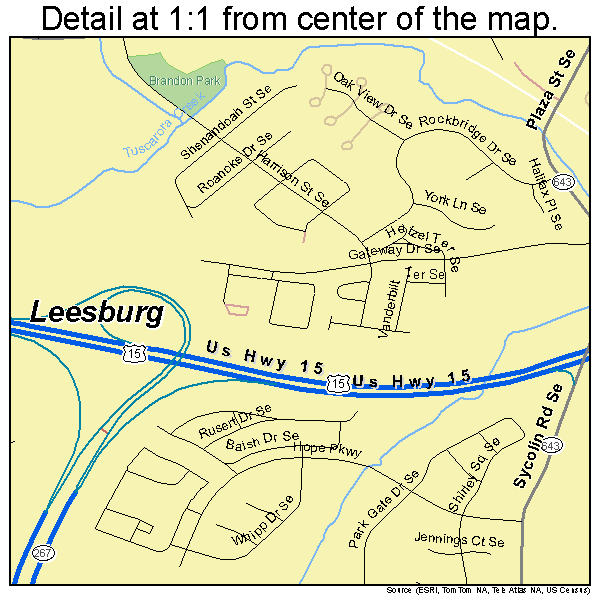 Leesburg, Virginia road map detail