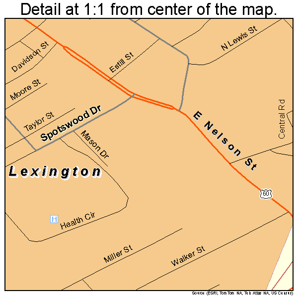 Lexington, Virginia road map detail