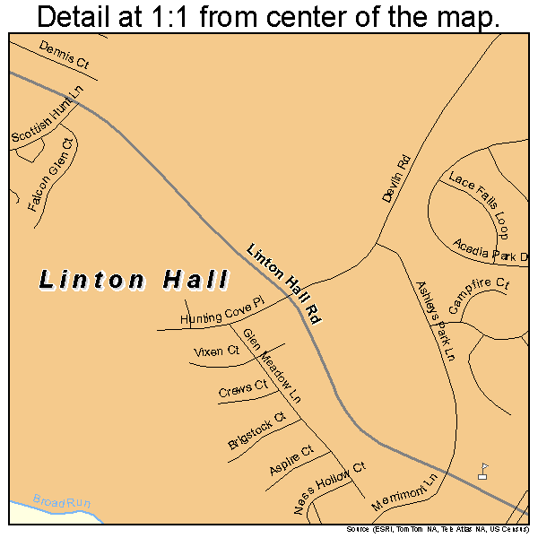 Linton Hall, Virginia road map detail