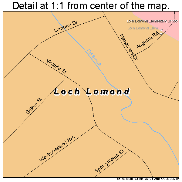 Loch Lomond, Virginia road map detail
