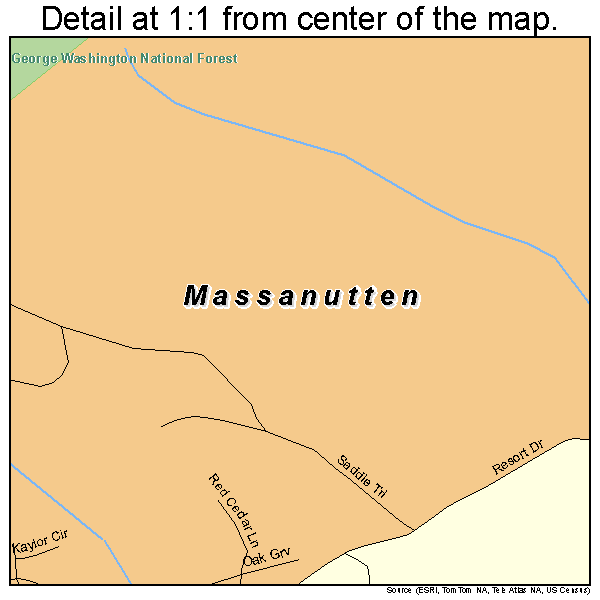 Massanutten, Virginia road map detail