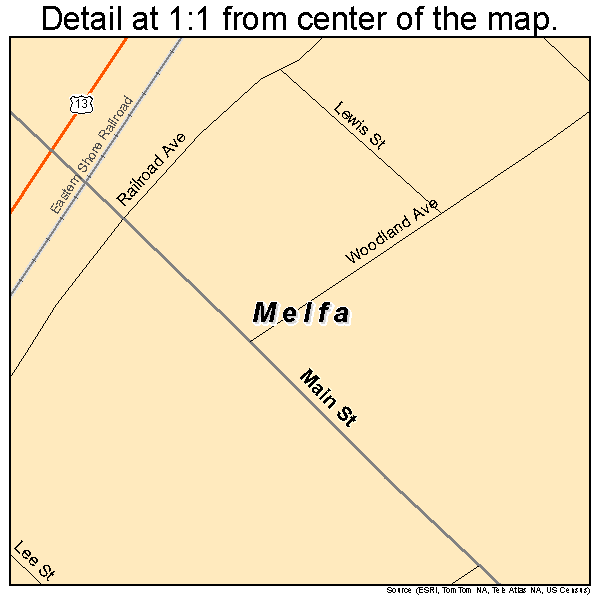 Melfa, Virginia road map detail