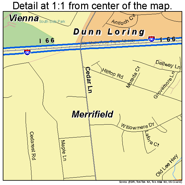 Merrifield, Virginia road map detail