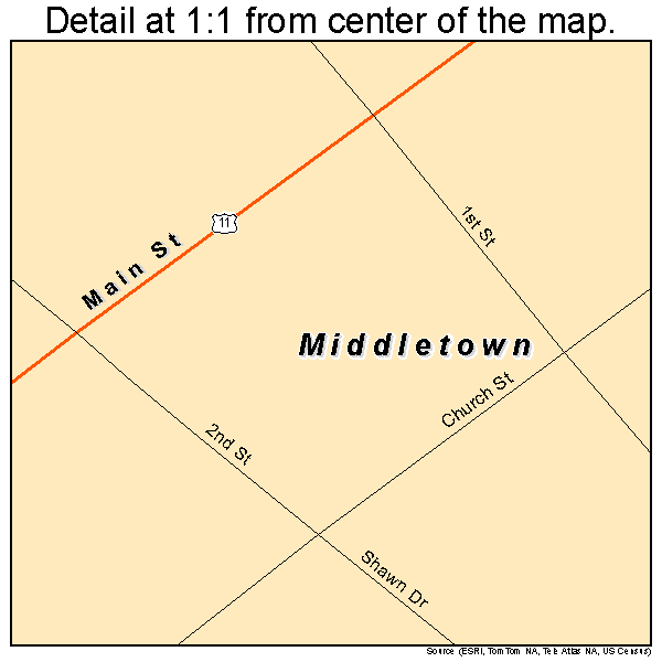 Middletown, Virginia road map detail