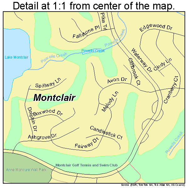 Montclair, Virginia road map detail
