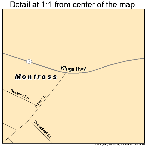 Montross, Virginia road map detail
