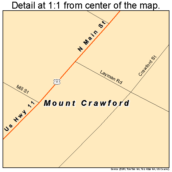 Mount Crawford, Virginia road map detail