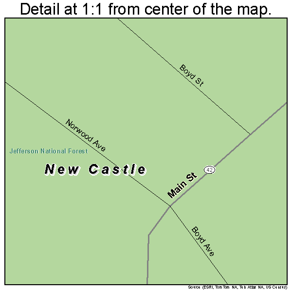 New Castle, Virginia road map detail