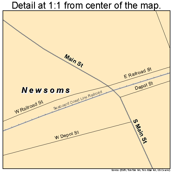 Newsoms, Virginia road map detail