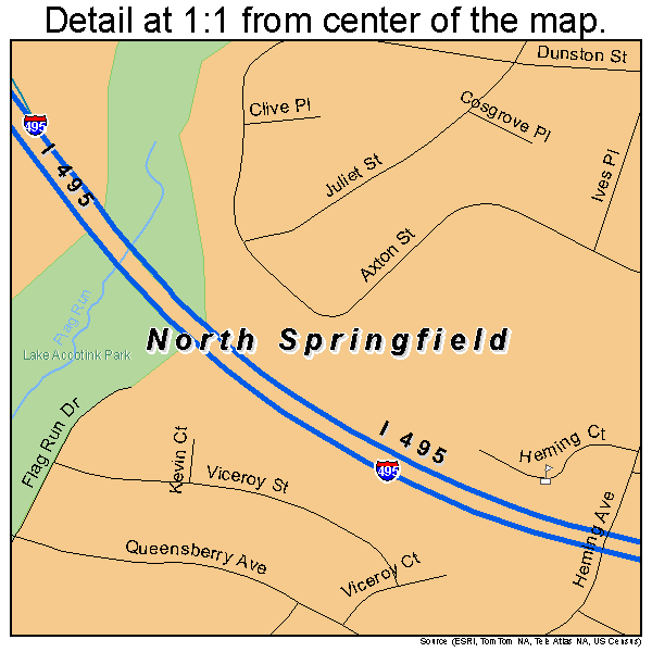 North Springfield, Virginia road map detail