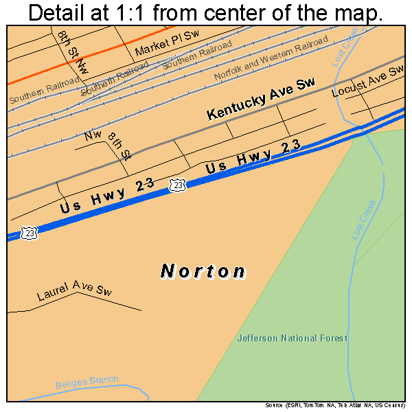 Norton, Virginia road map detail